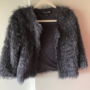 Sparkle crop shag jacket